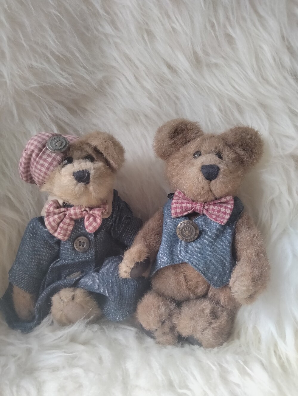 Plush Brown Teddy Boyds Bears with Red Plaid Accessories